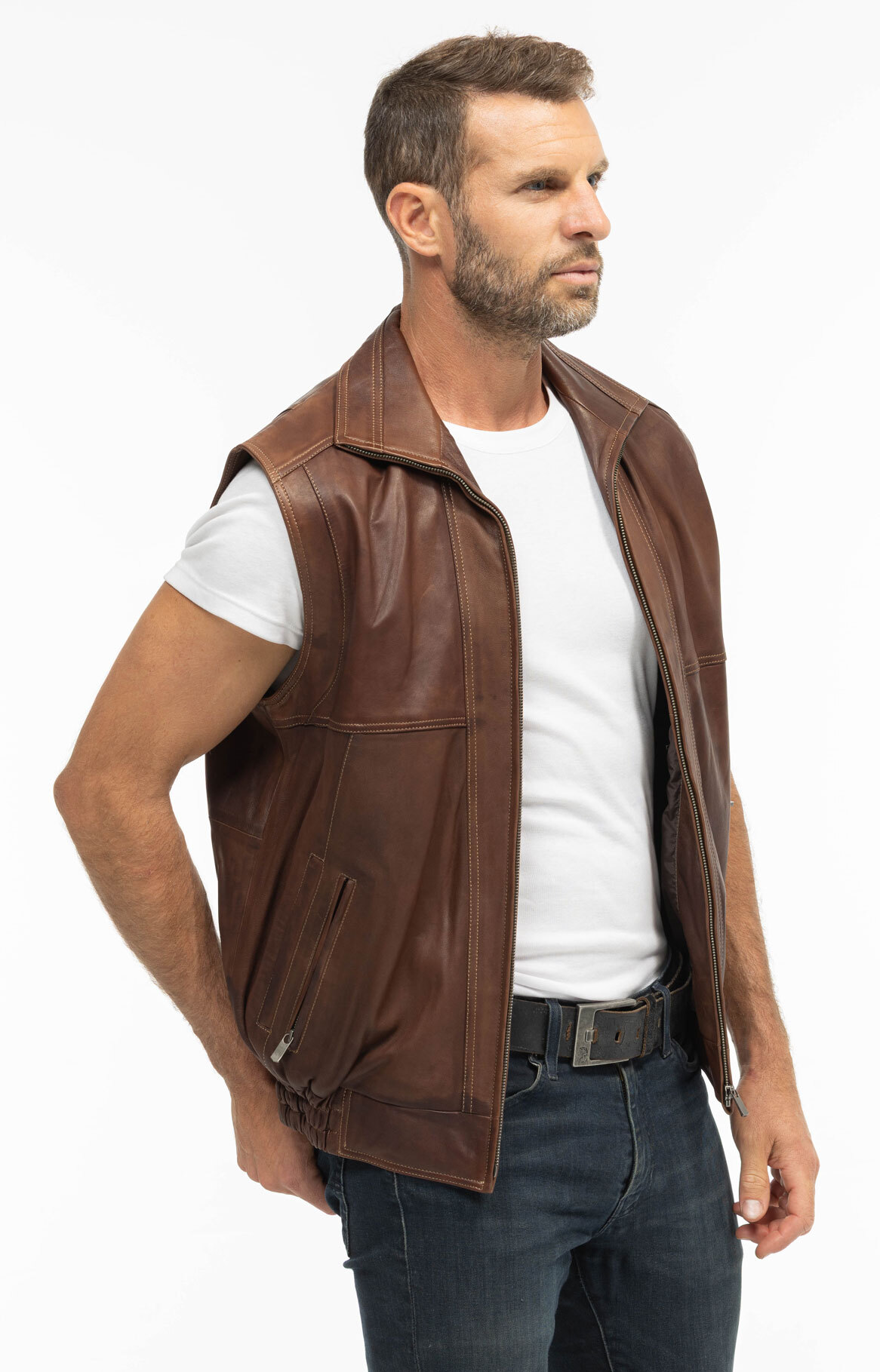 Vêtement en cuir Gilets Cuir  marron