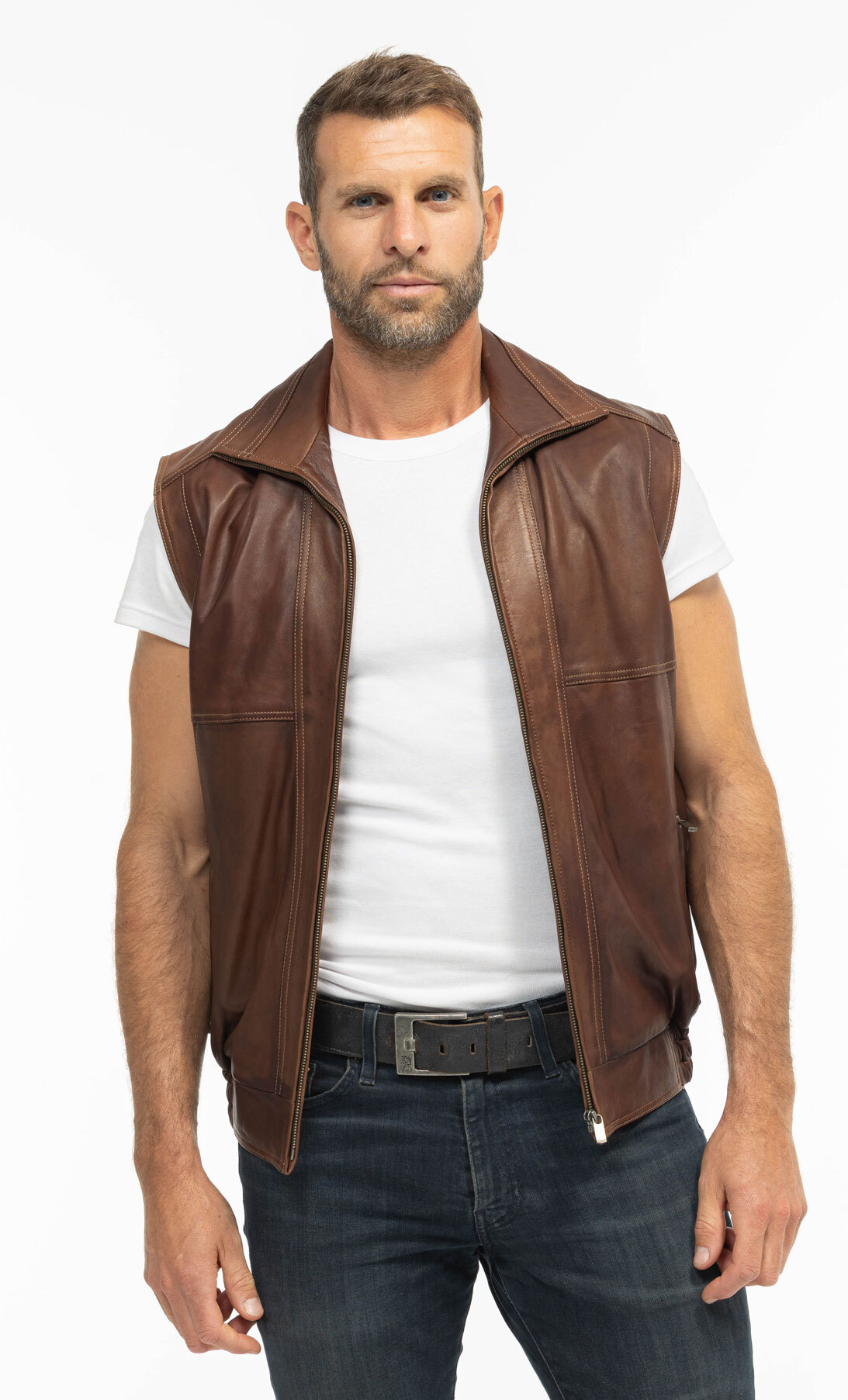 Vêtement en cuir Gilets Cuir  marron
