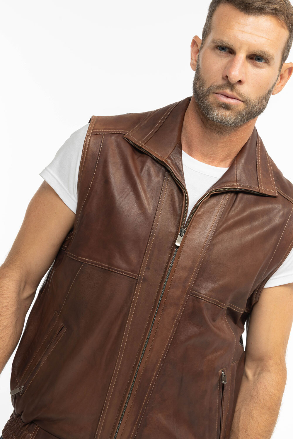 Vêtement en cuir Gilets Cuir  marron
