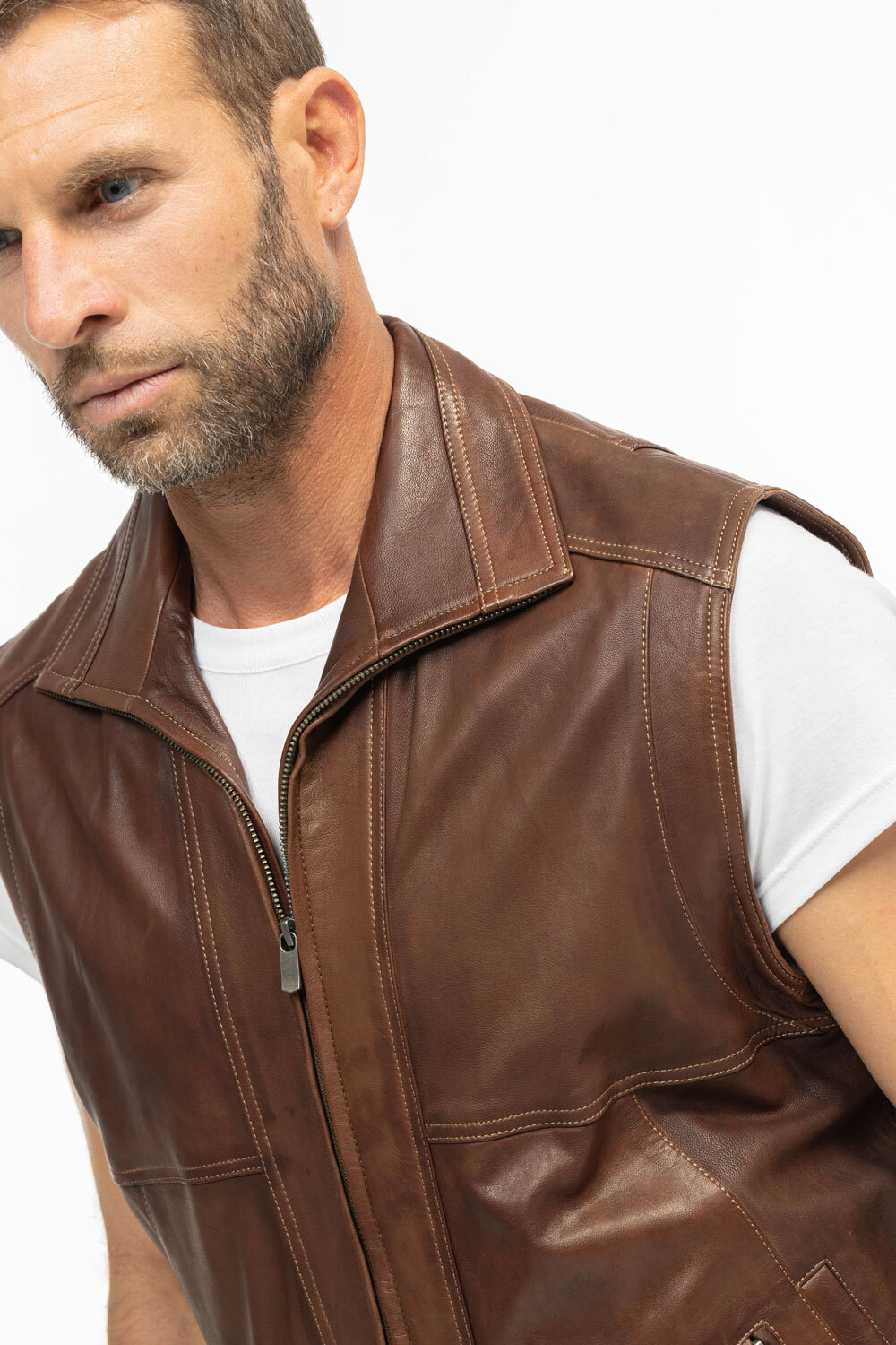 Vêtement en cuir Gilets Cuir  marron