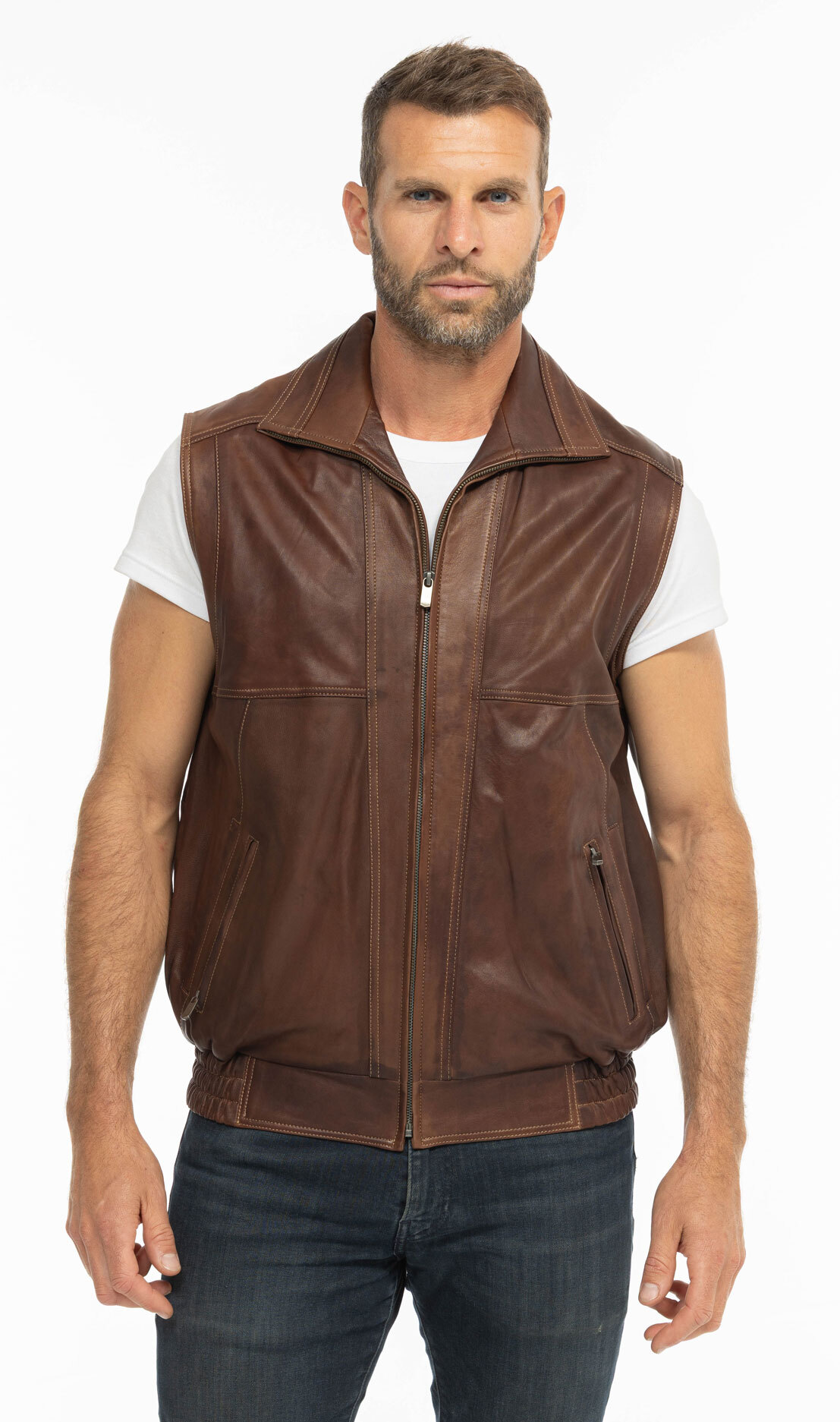 Vêtement en cuir Gilets Cuir  marron
