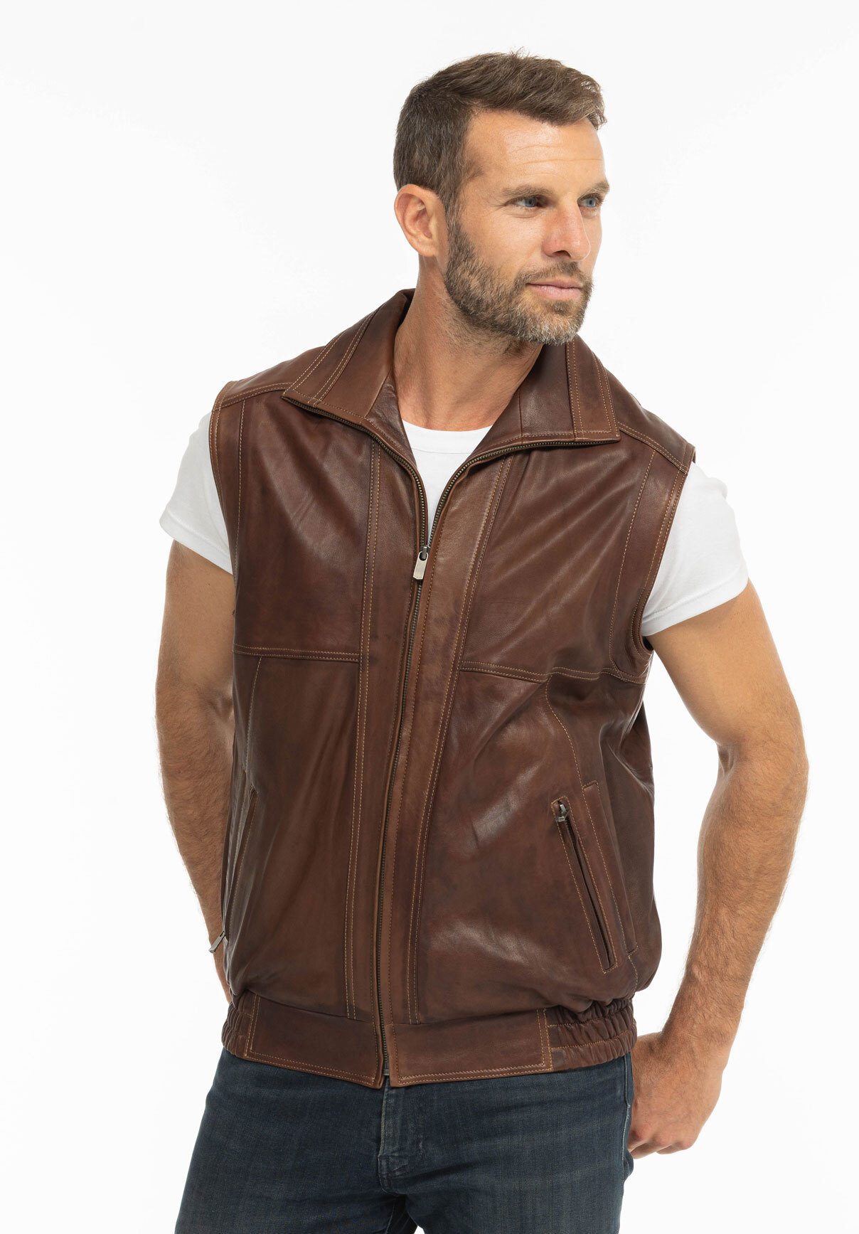 Vêtement en cuir Gilets Cuir  marron