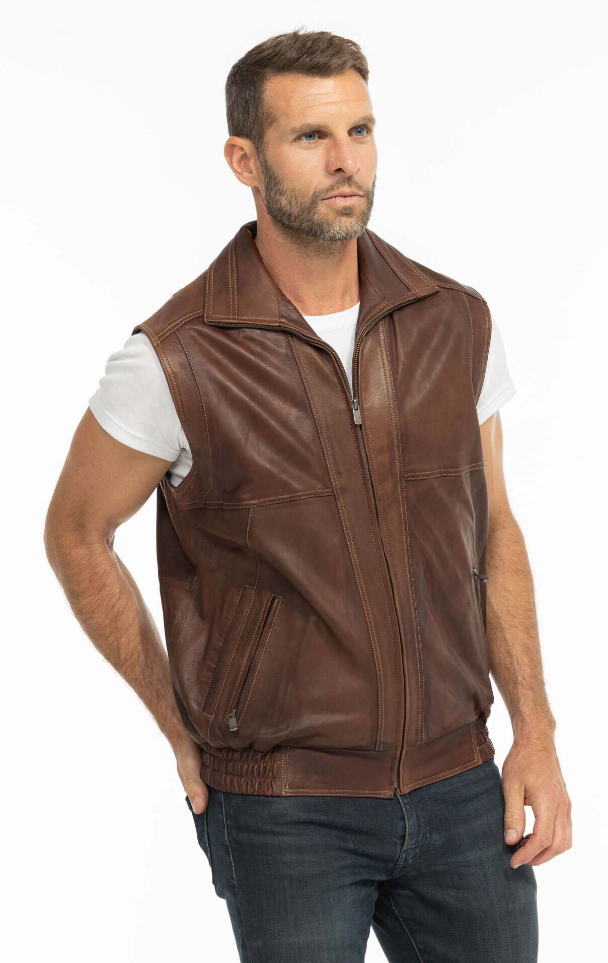 Vêtement en cuir Gilets Cuir  marron