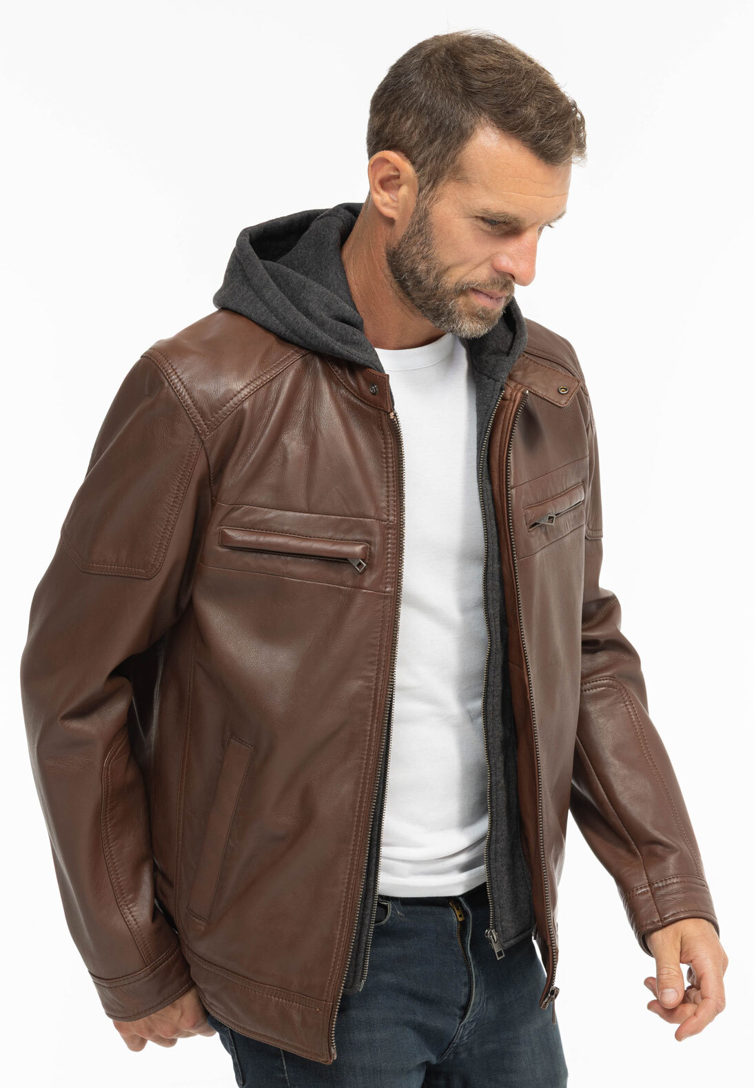 Vêtement en cuir Les bonnes affaires Homme cognac