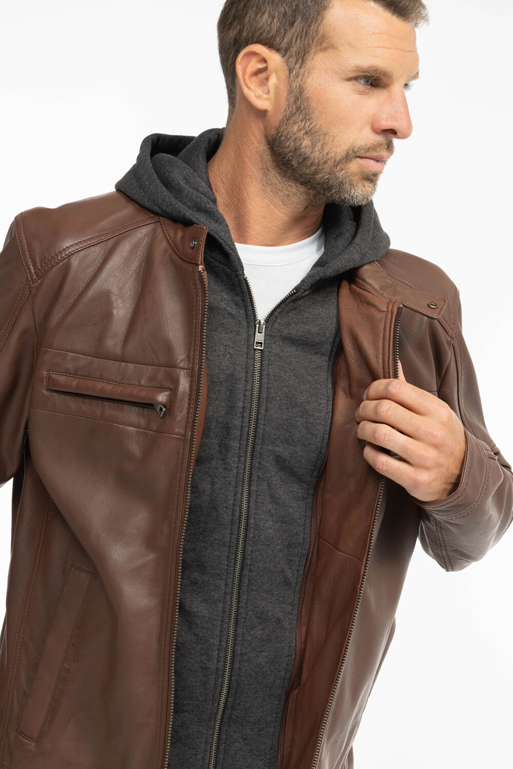 Vêtement en cuir Les bonnes affaires Homme cognac