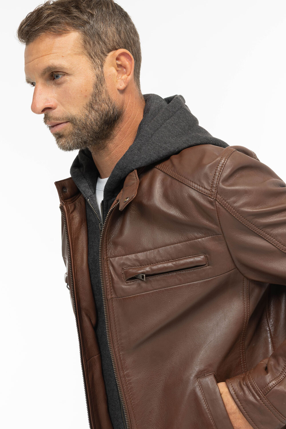 Vêtement en cuir Les bonnes affaires Homme cognac