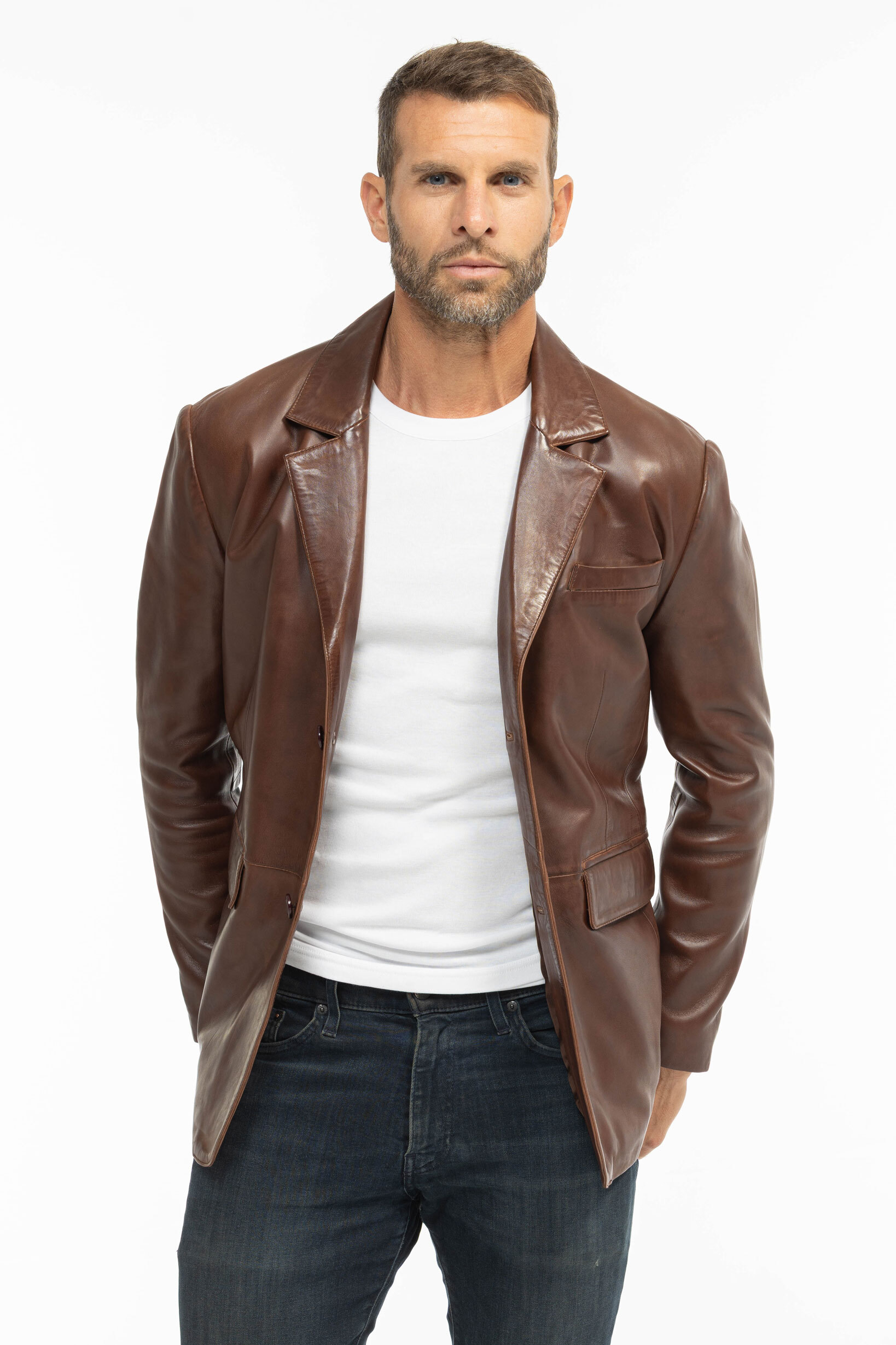 Vêtement en cuir Vestes & Trois Quart cuir marron