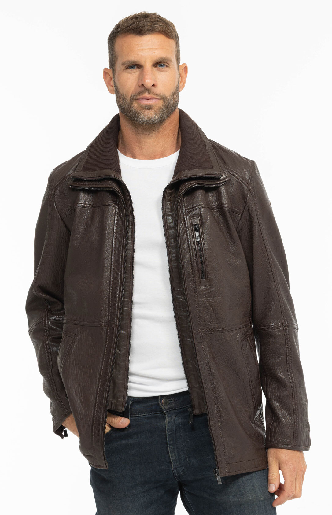 Vêtement en cuir Vestes & Trois Quart cuir marron