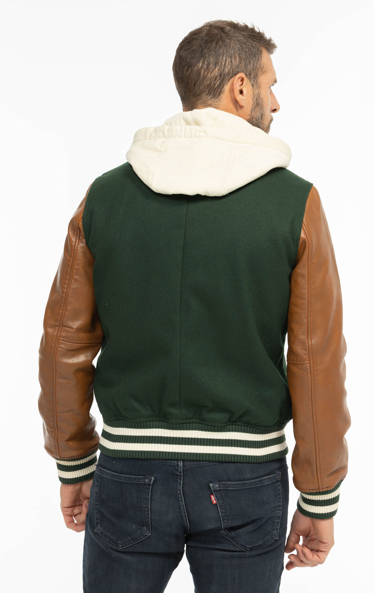 Vêtement en cuir Blousons cuir vert, cognac