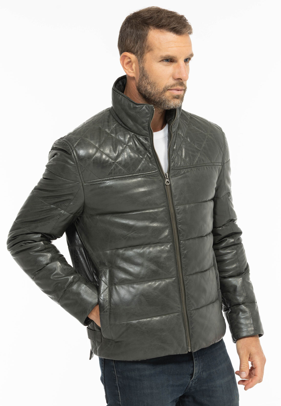 Vêtement en cuir Les bonnes affaires Homme kaki