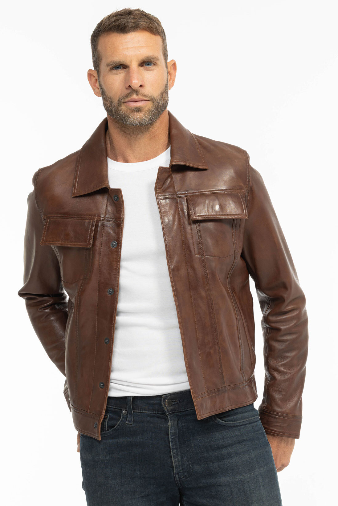 Vêtement en cuir Vestes & Trois Quart cuir marron