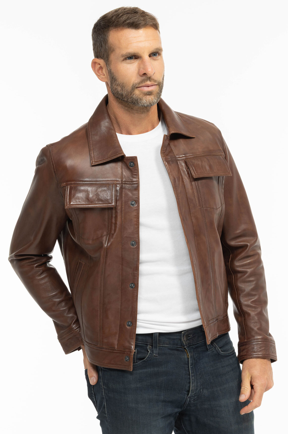 Vêtement en cuir Vestes & Trois Quart cuir marron