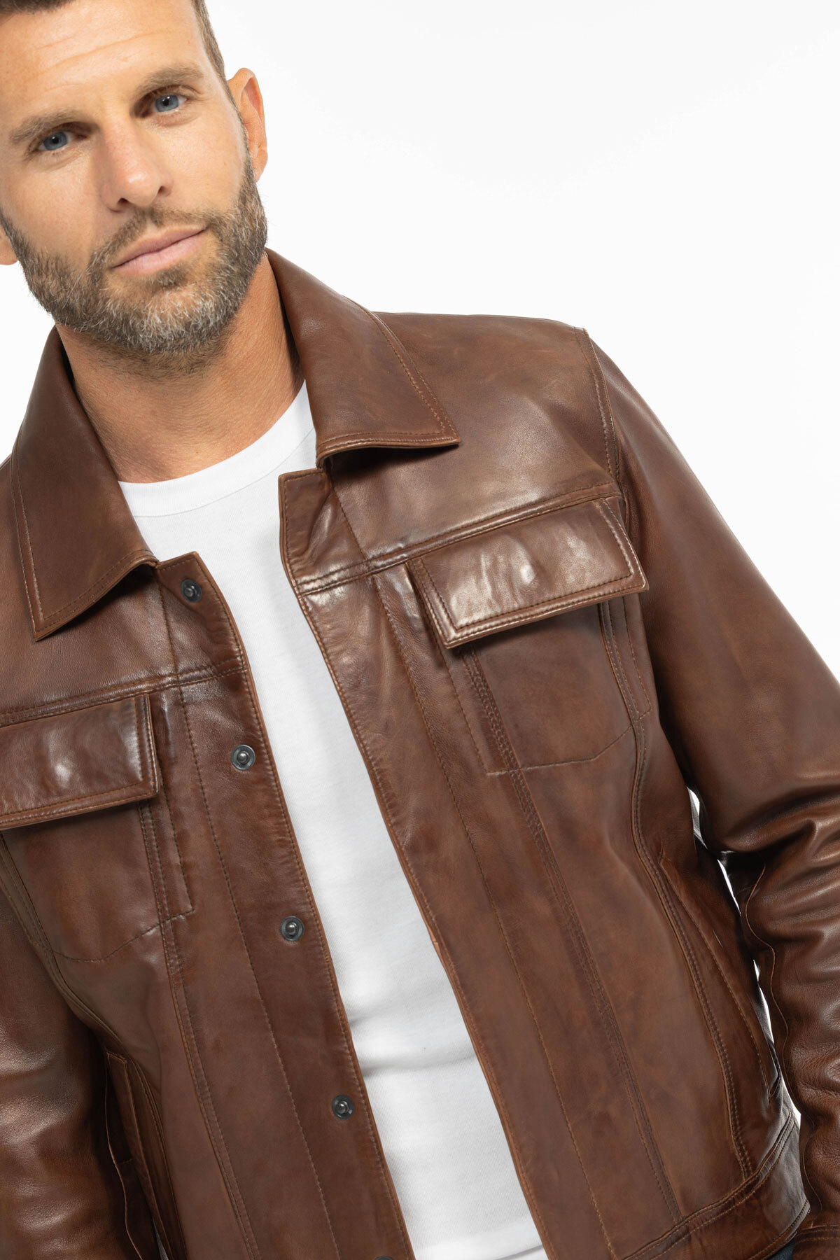 Vêtement en cuir Vestes & Trois Quart cuir marron