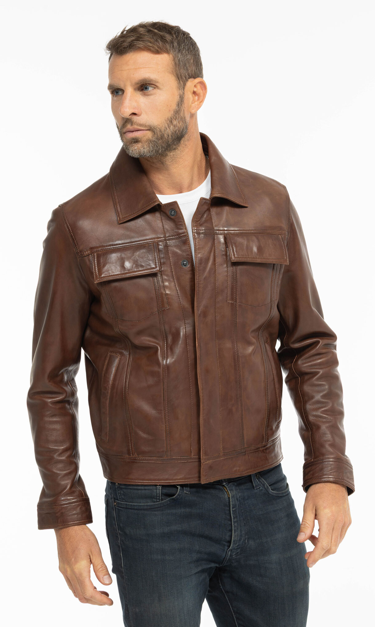 Vêtement en cuir Vestes & Trois Quart cuir marron