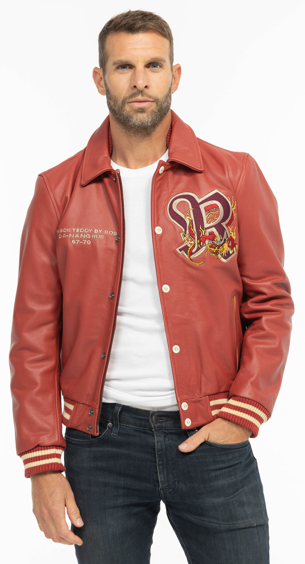 Vêtement en cuir Blousons cuir rouge