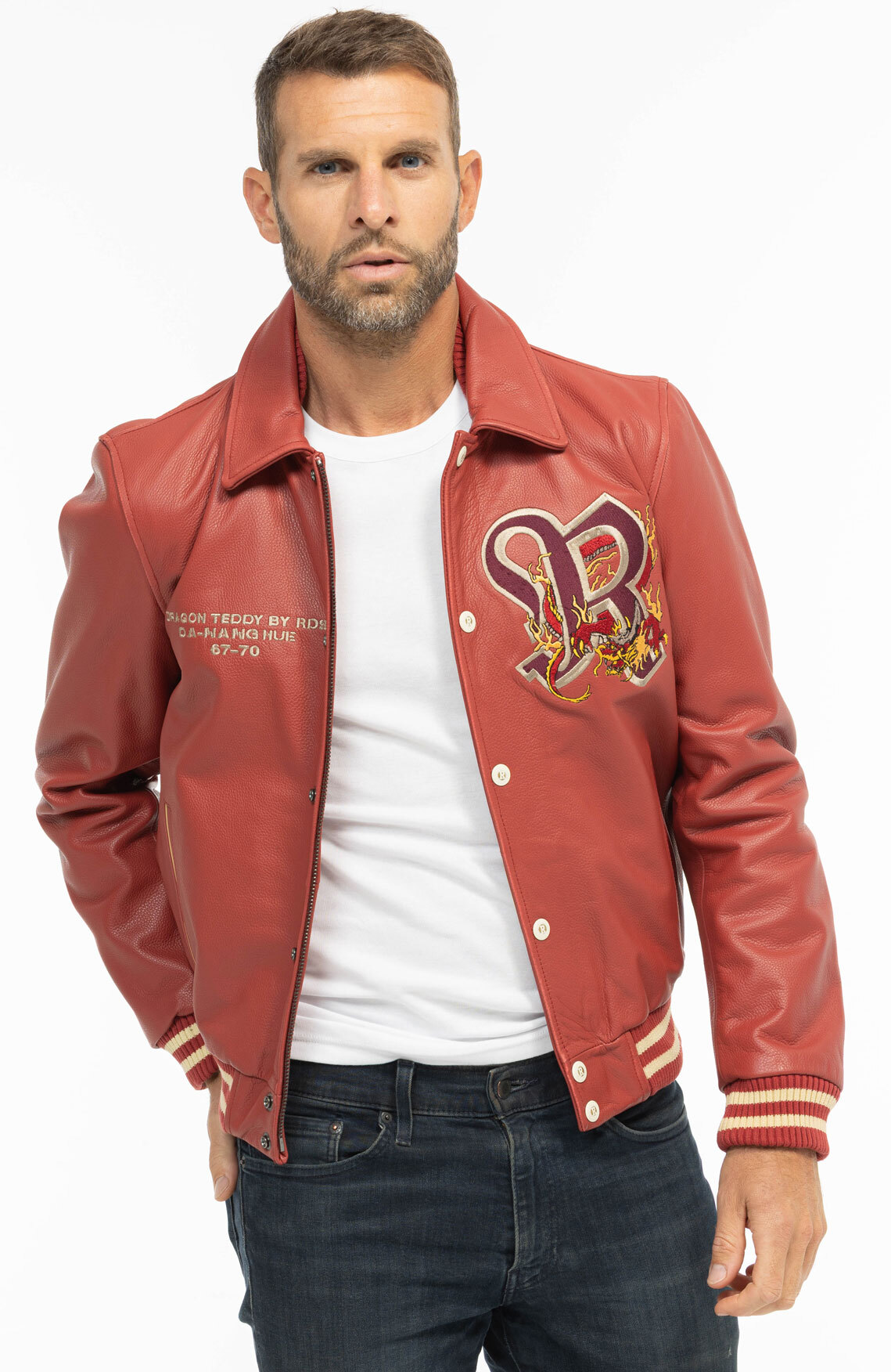 Vêtement en cuir Blousons cuir rouge