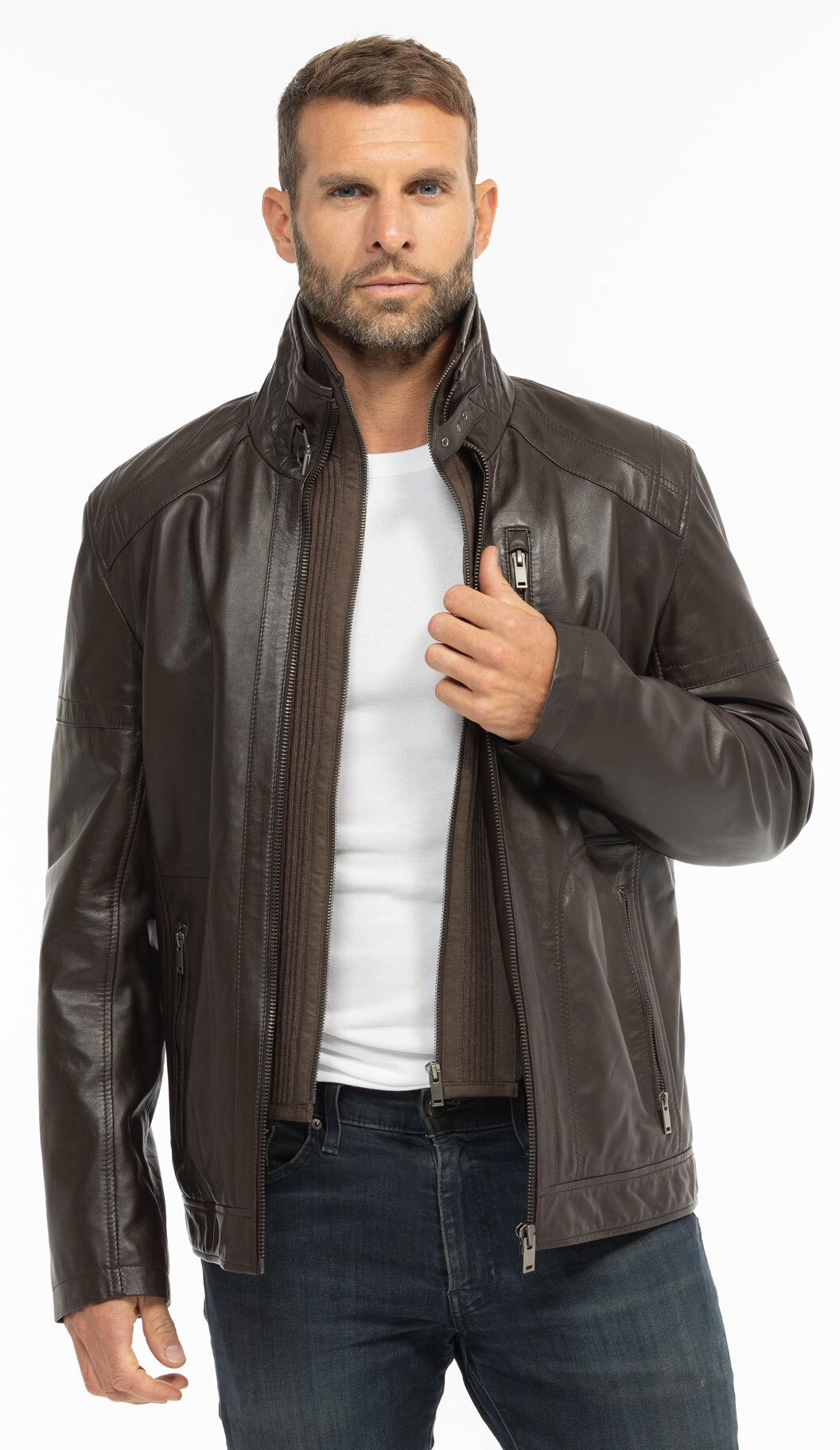 Vêtement en cuir Vestes & Trois Quart cuir marron