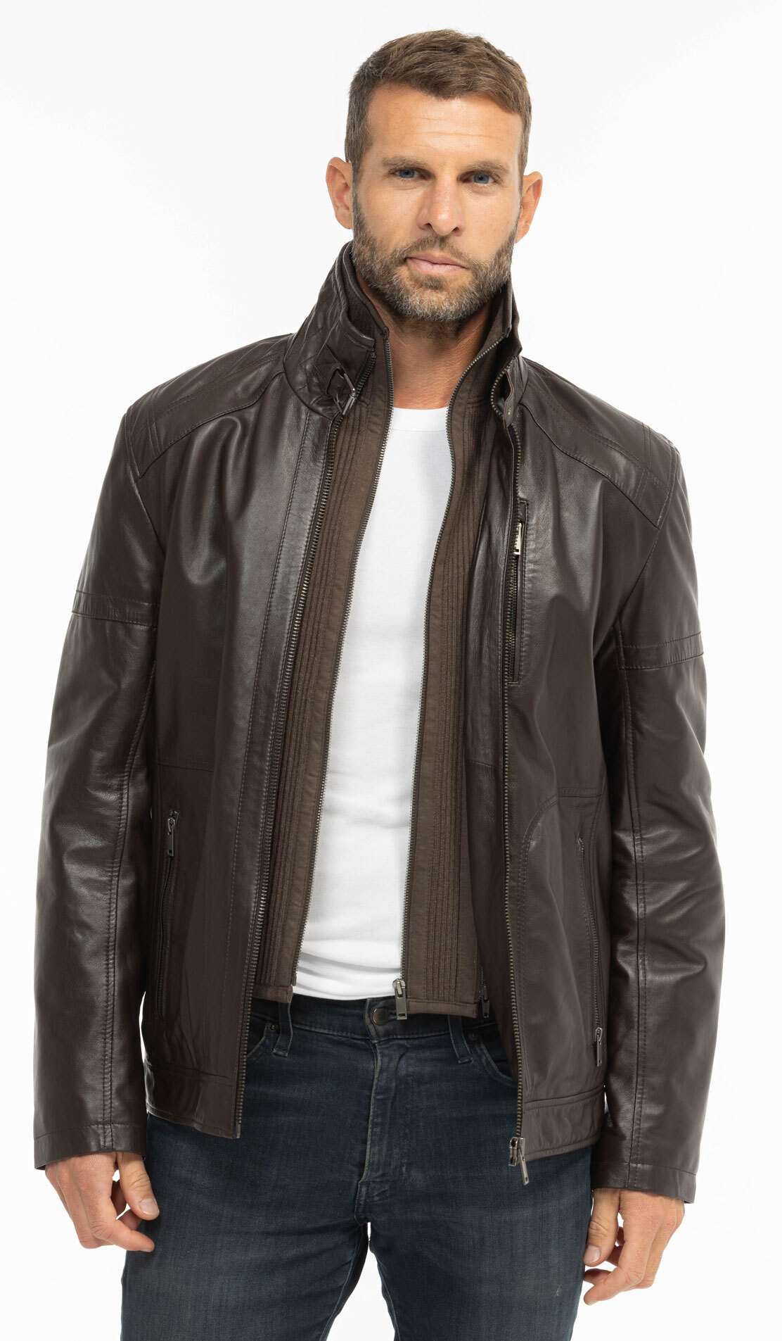 Vêtement en cuir Vestes & Trois Quart cuir marron