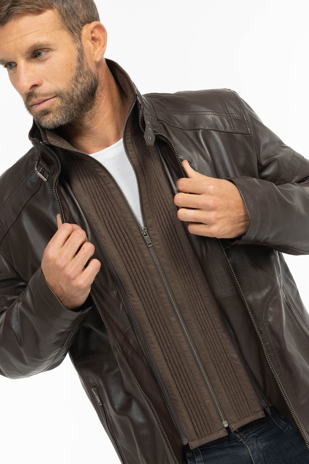 Vêtement en cuir Vestes & Trois Quart cuir marron