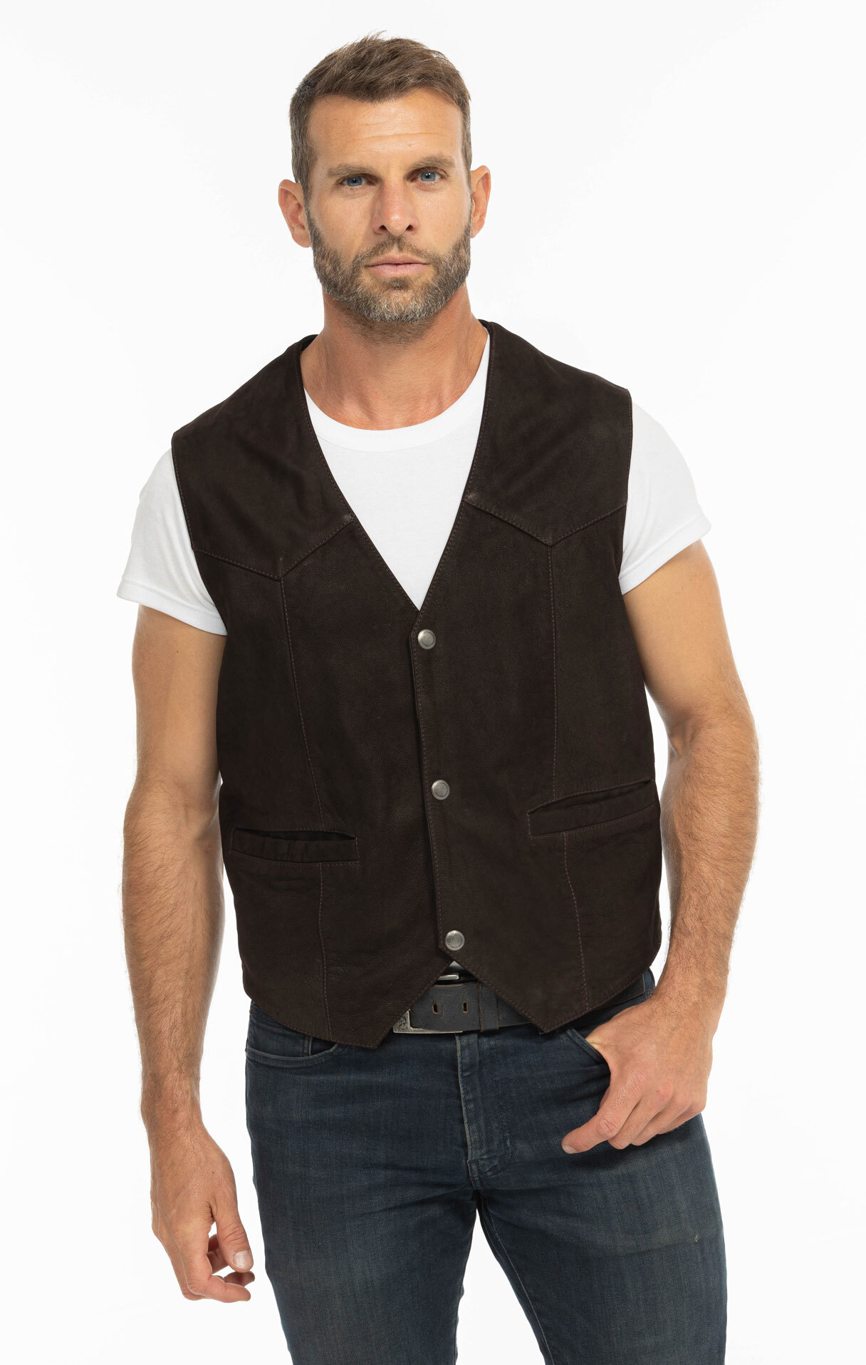 Vêtement en cuir Gilets Cuir  marron