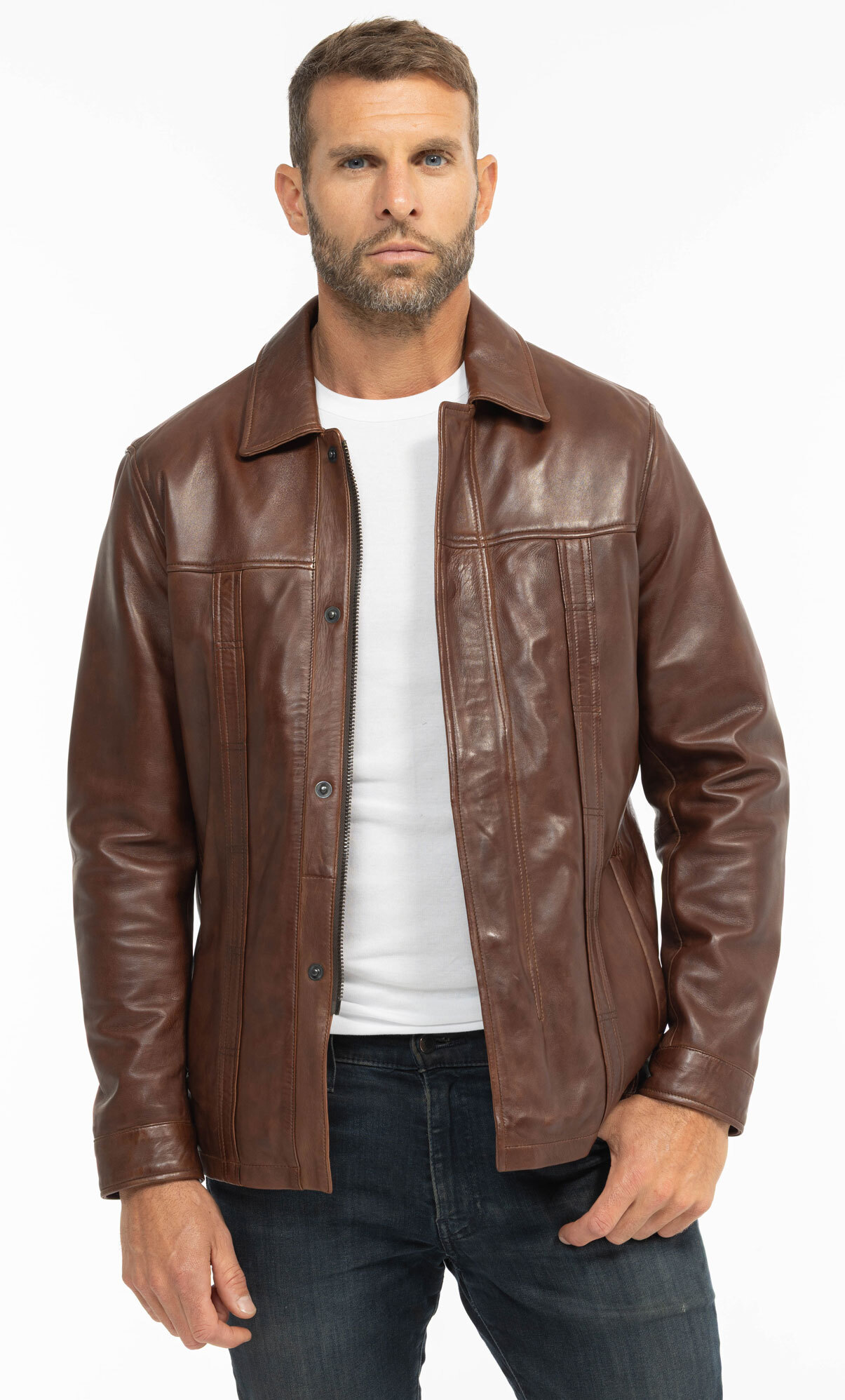 Vêtement en cuir Vestes & Trois Quart cuir marron