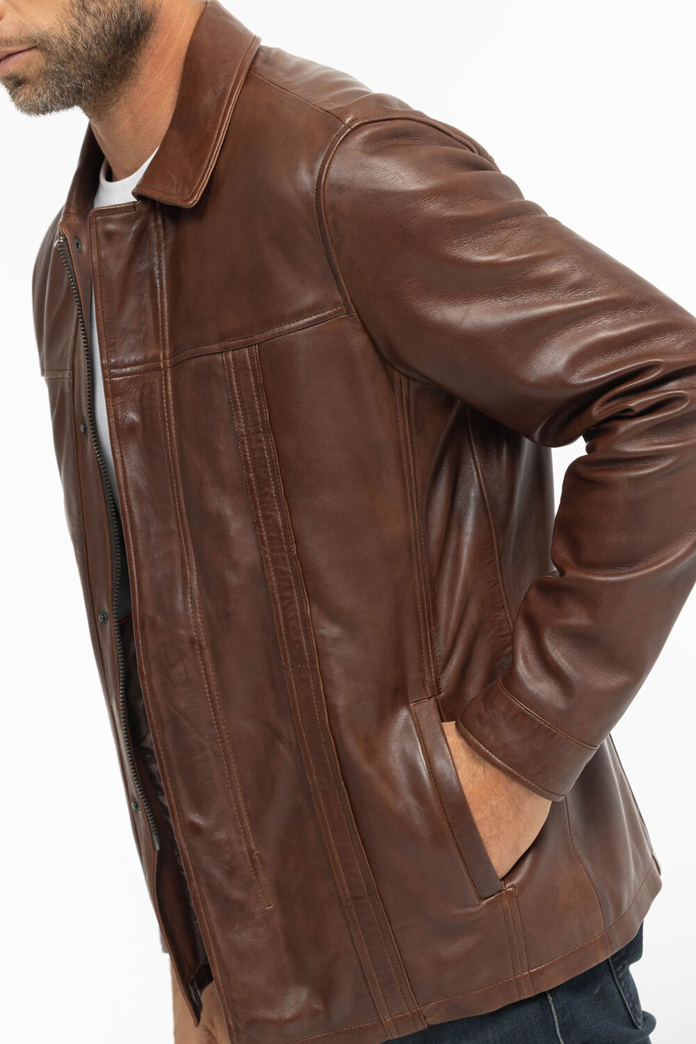 Vêtement en cuir Vestes & Trois Quart cuir marron