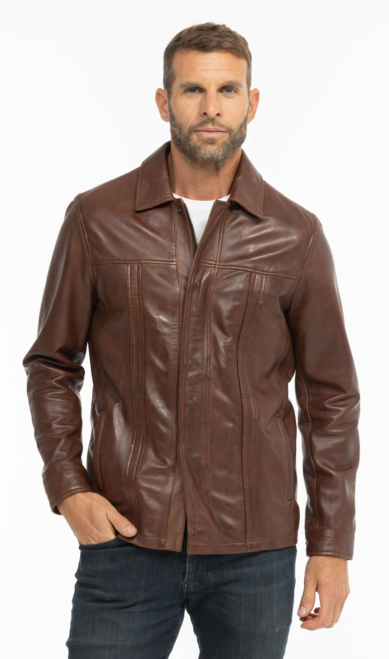 Vêtement en cuir Vestes & Trois Quart cuir marron