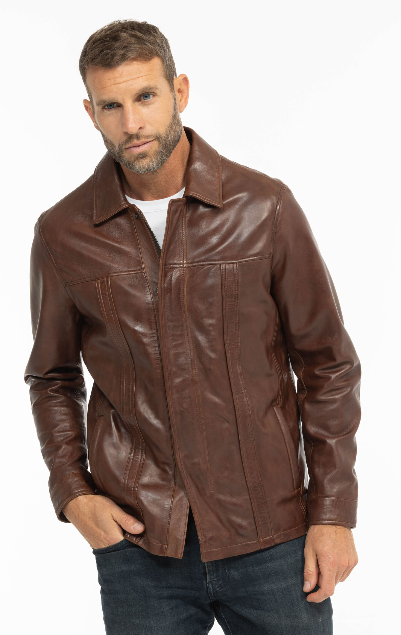 Vêtement en cuir Vestes & Trois Quart cuir marron