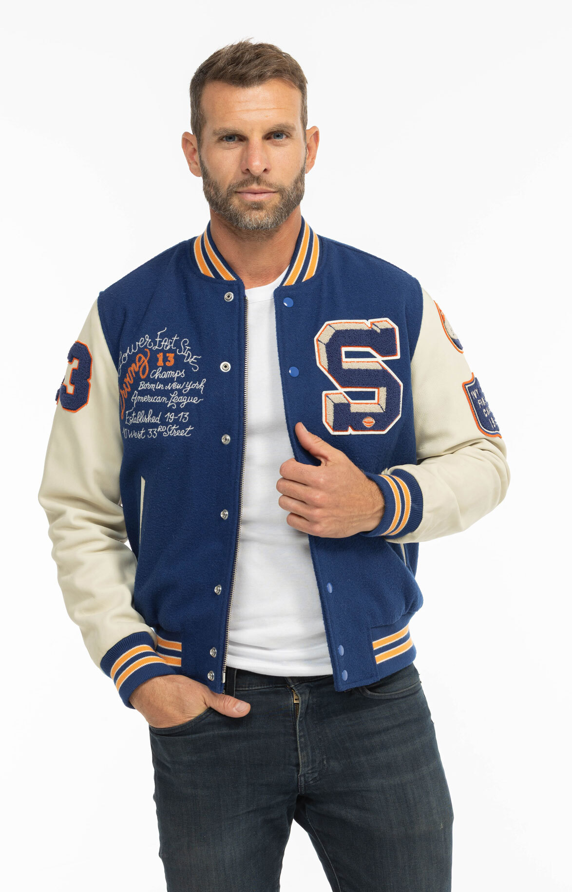 Vêtement en cuir Les bonnes affaires Homme bleu, blanc