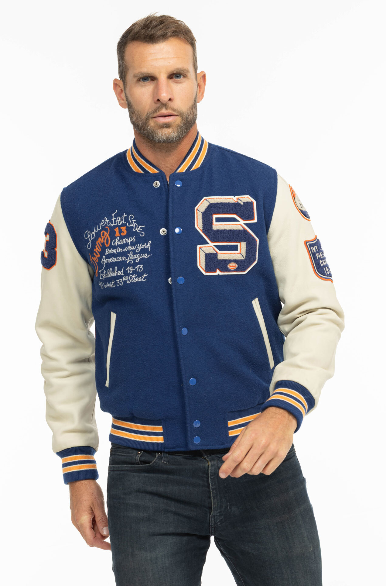 Vêtement en cuir Les bonnes affaires Homme bleu, blanc