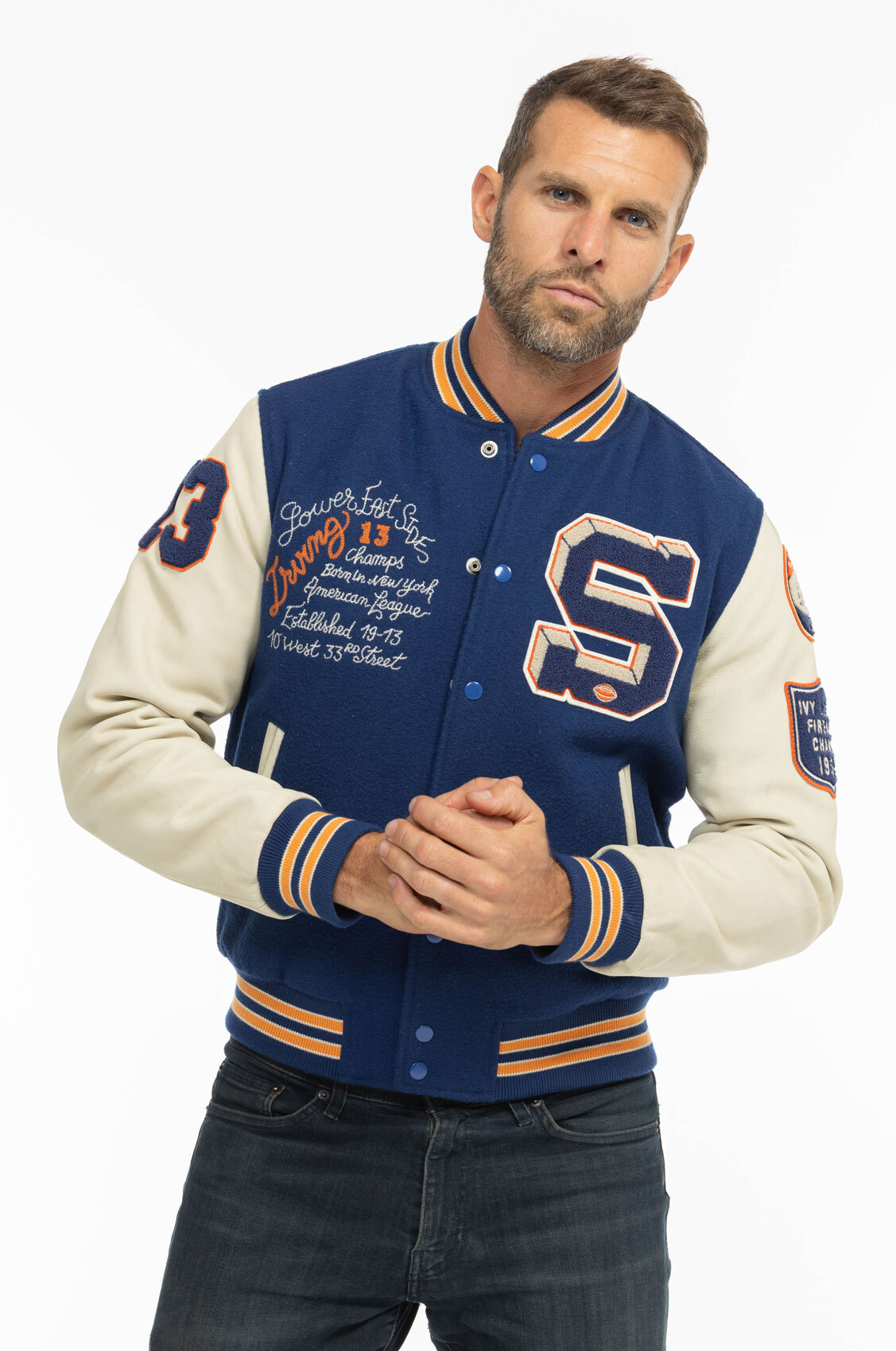 Vêtement en cuir Les bonnes affaires Homme bleu, blanc