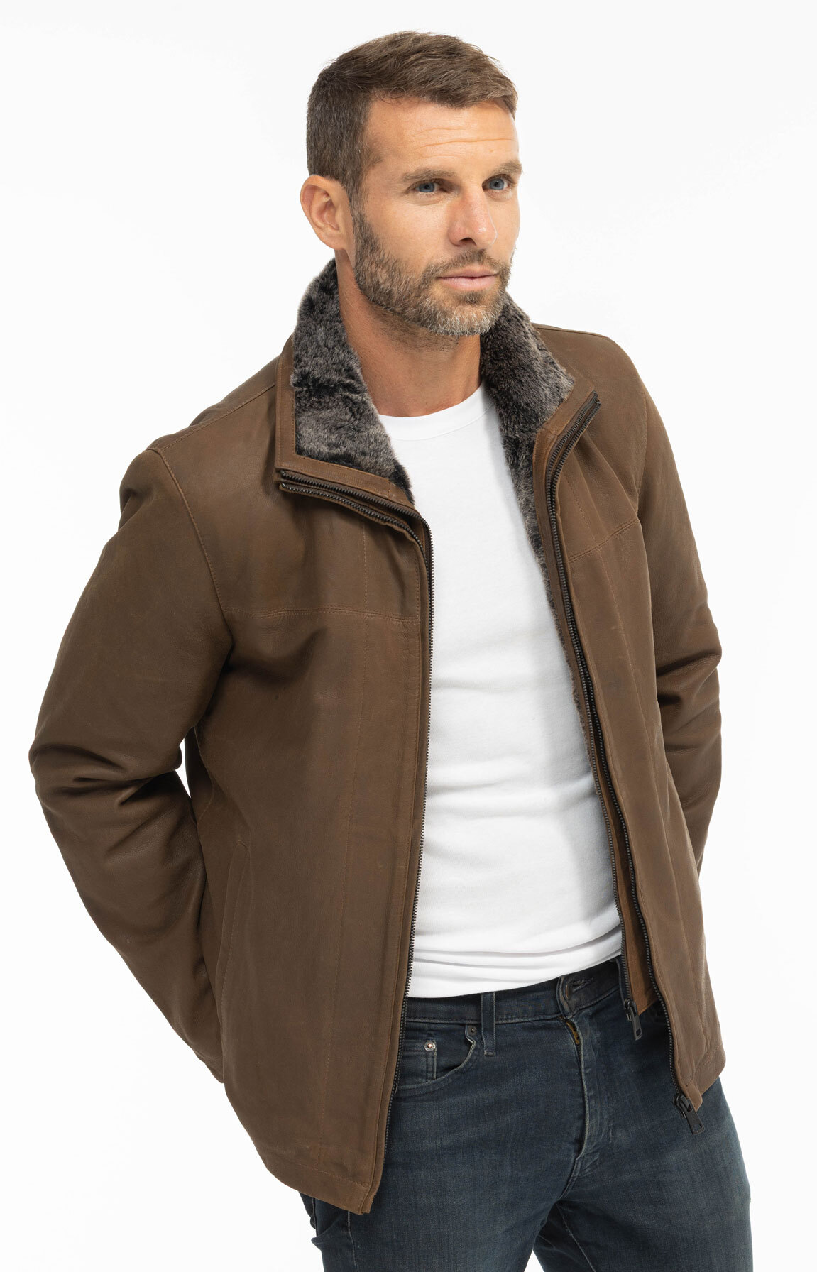 Vêtement en cuir Vestes & Trois Quart cuir marron