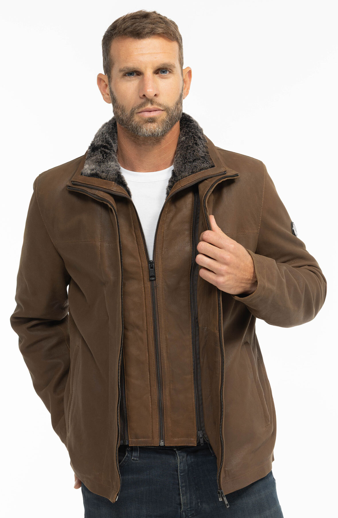 Vêtement en cuir Vestes & Trois Quart cuir marron