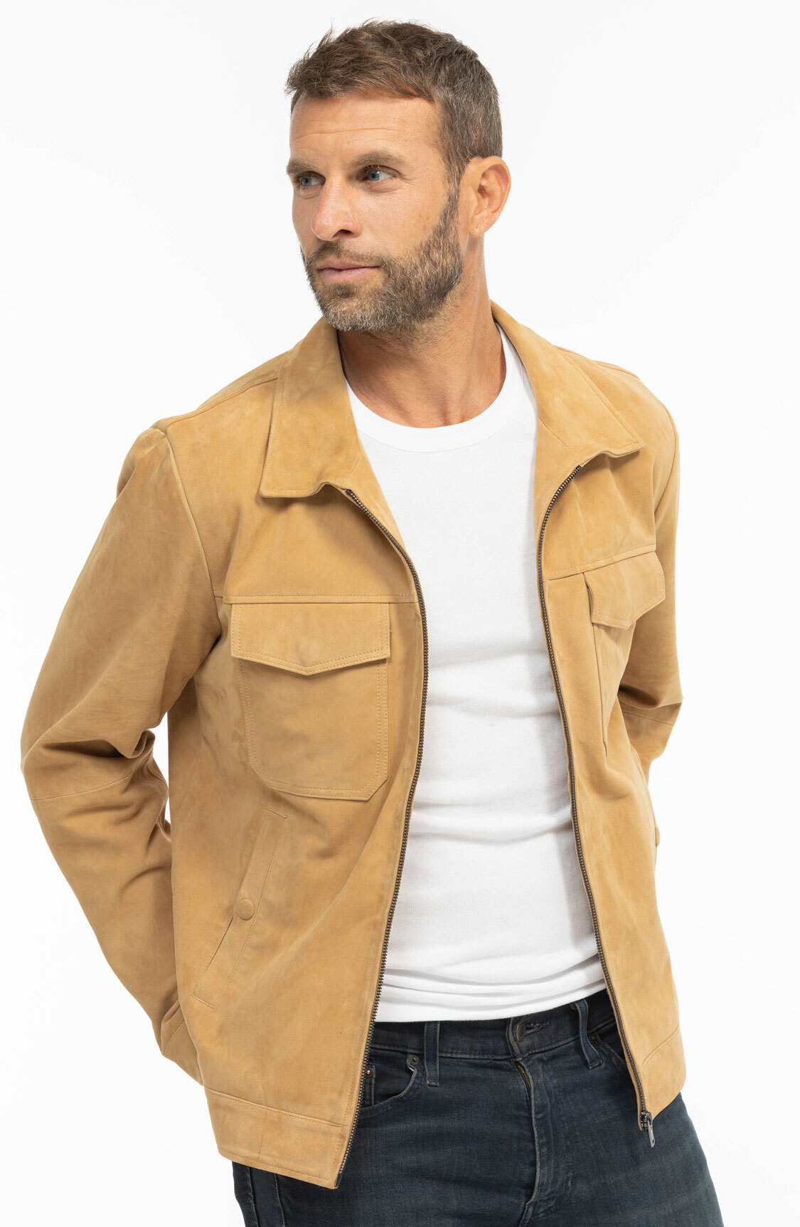 Vêtement en cuir Vestes & Trois Quart cuir beige