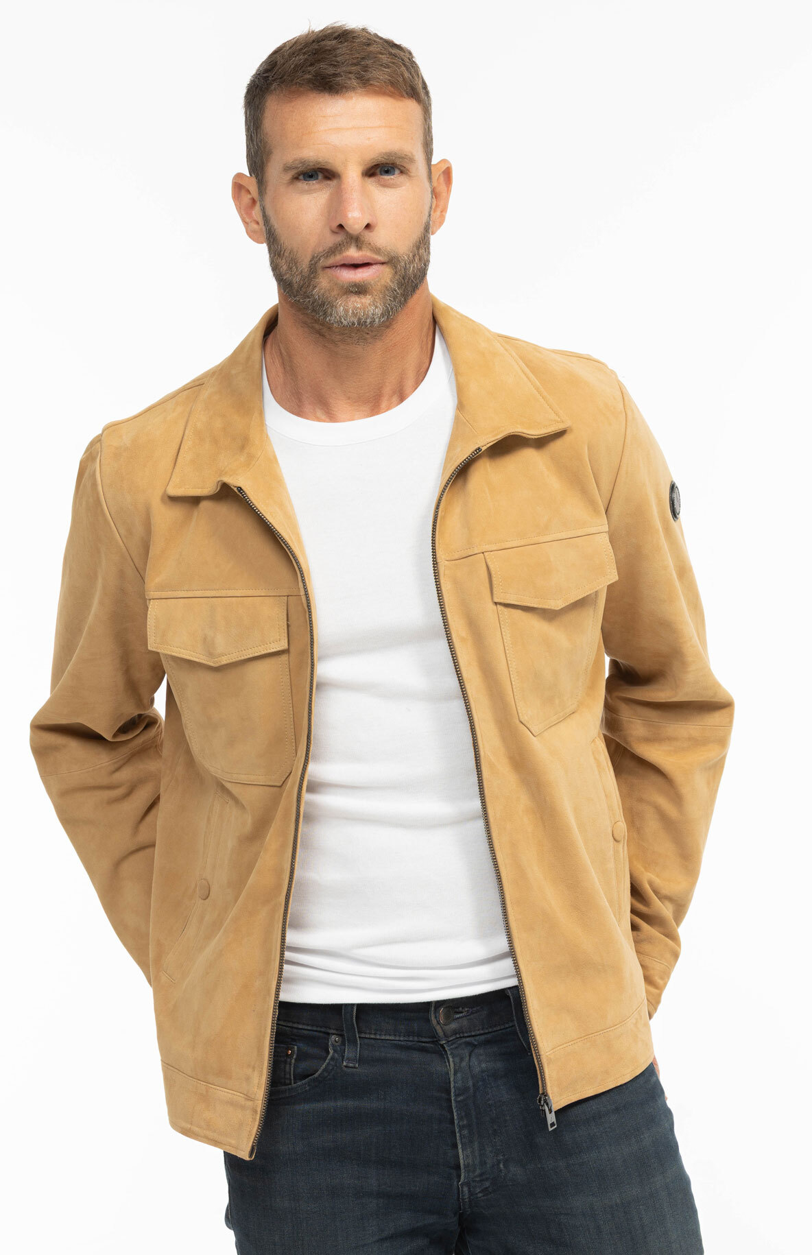 Vêtement en cuir Vestes & Trois Quart cuir beige