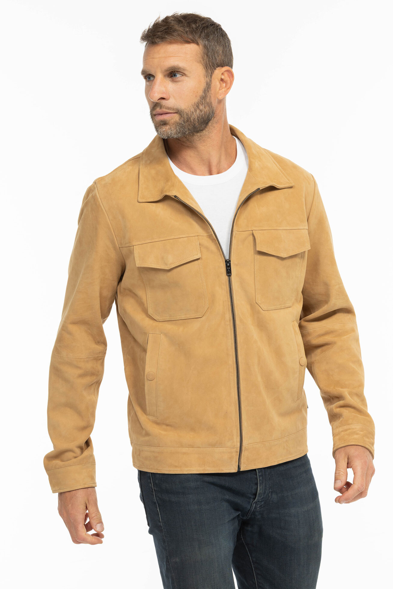 Vêtement en cuir Vestes & Trois Quart cuir beige