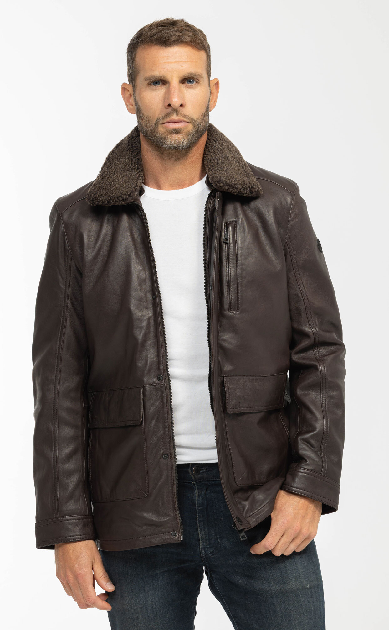 Vêtement en cuir Vestes & Trois Quart cuir marron