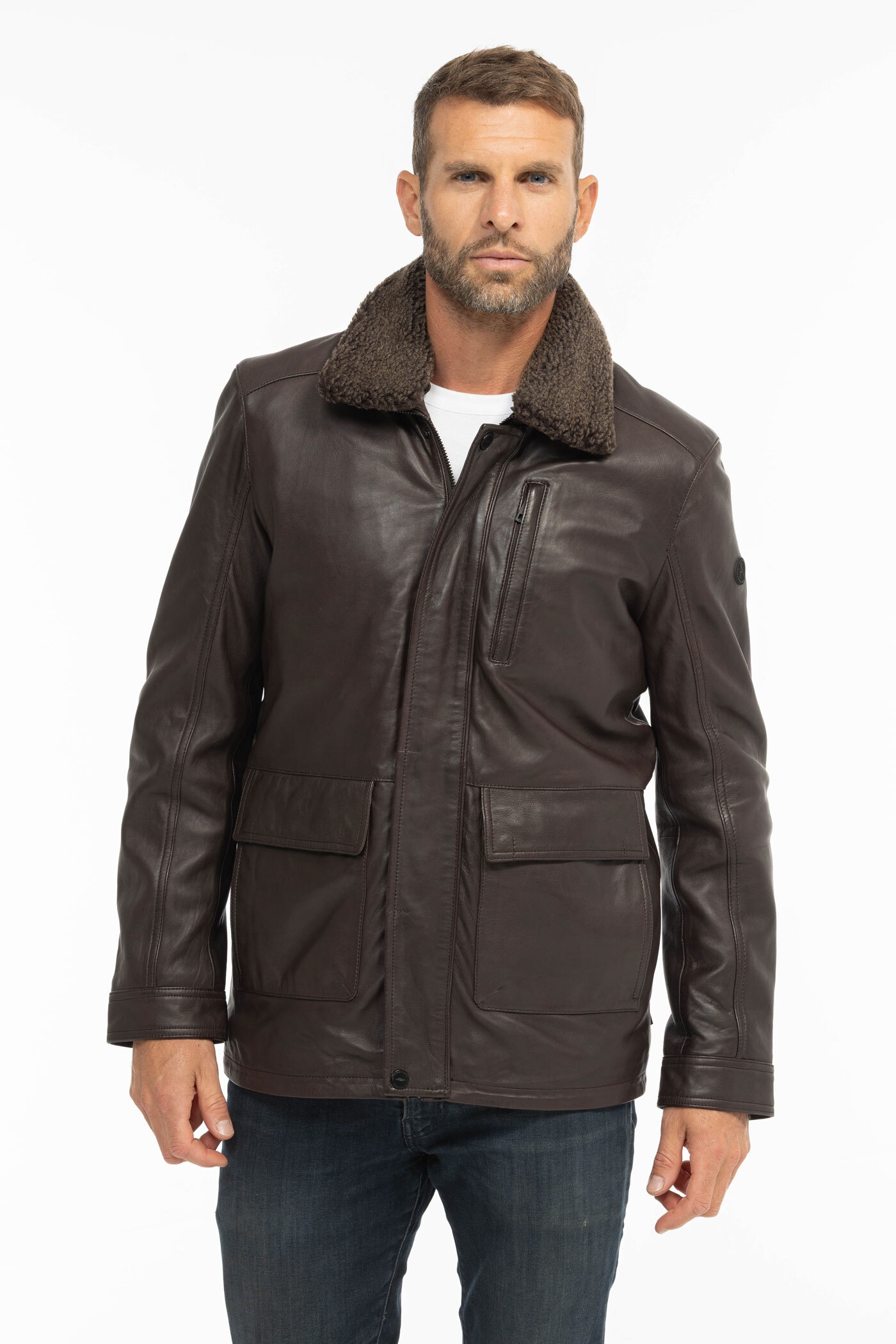 Vêtement en cuir Vestes & Trois Quart cuir marron