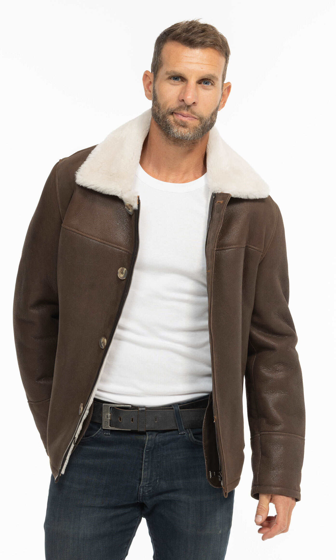 Vêtement en cuir Vestes & Trois Quart cuir marron