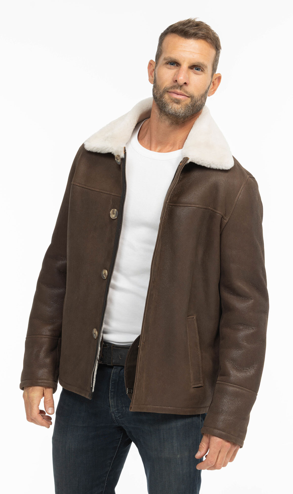 Vêtement en cuir Vestes & Trois Quart cuir marron