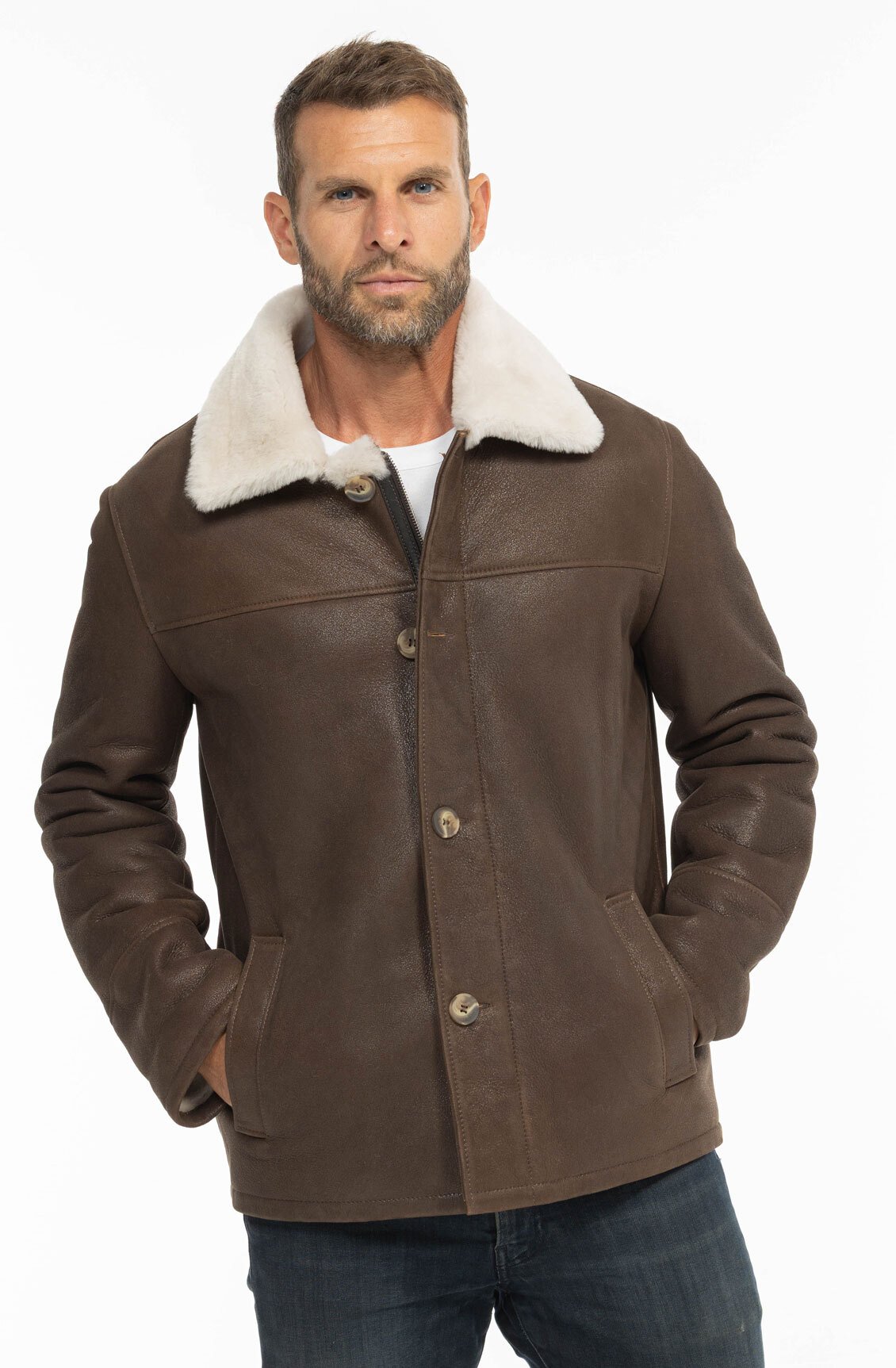 Vêtement en cuir Vestes & Trois Quart cuir marron