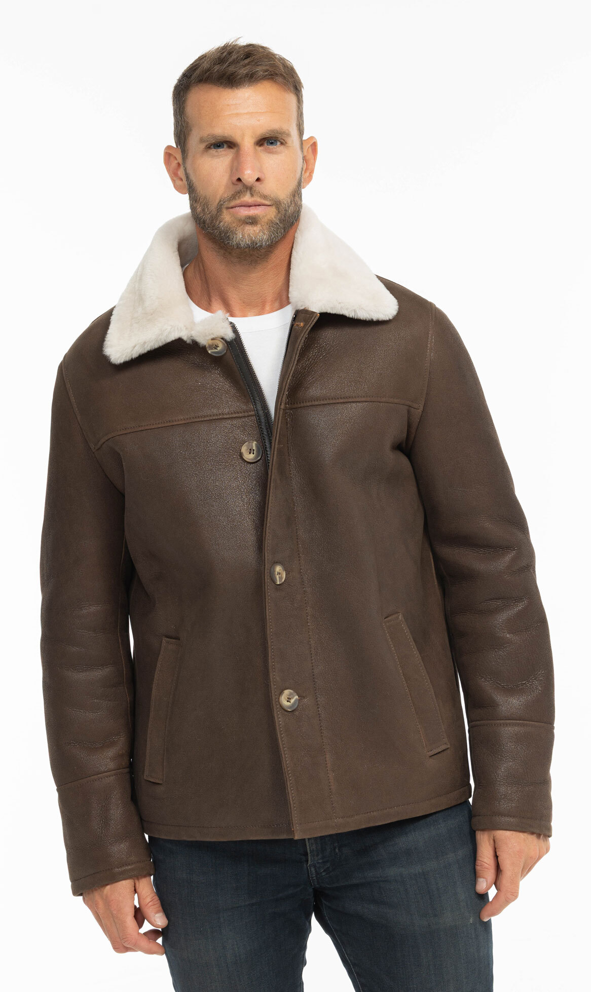 Vêtement en cuir Vestes & Trois Quart cuir marron