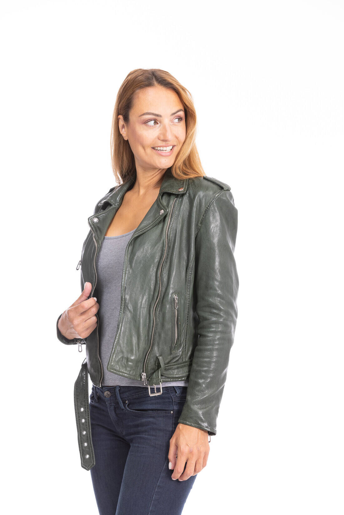 Vêtement en cuir Blousons cuir kaki