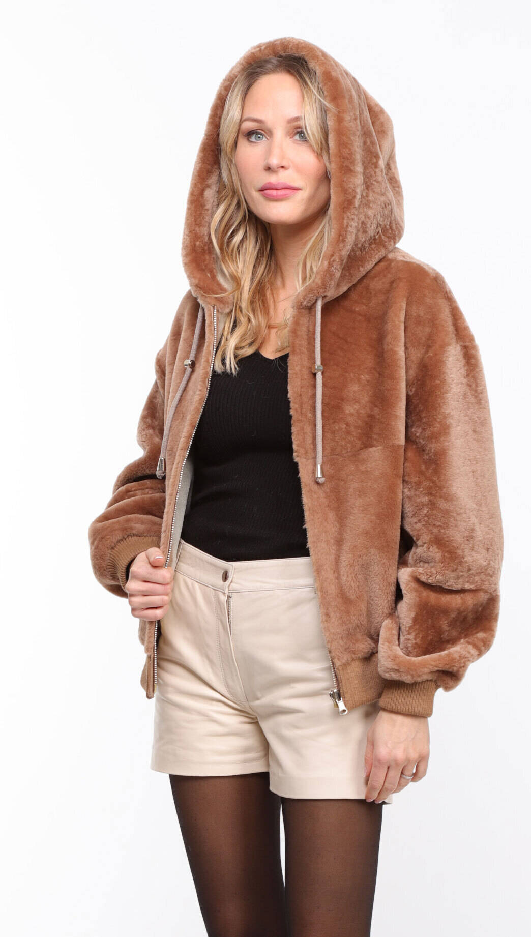 Vêtement en cuir Blousons cuir taupe