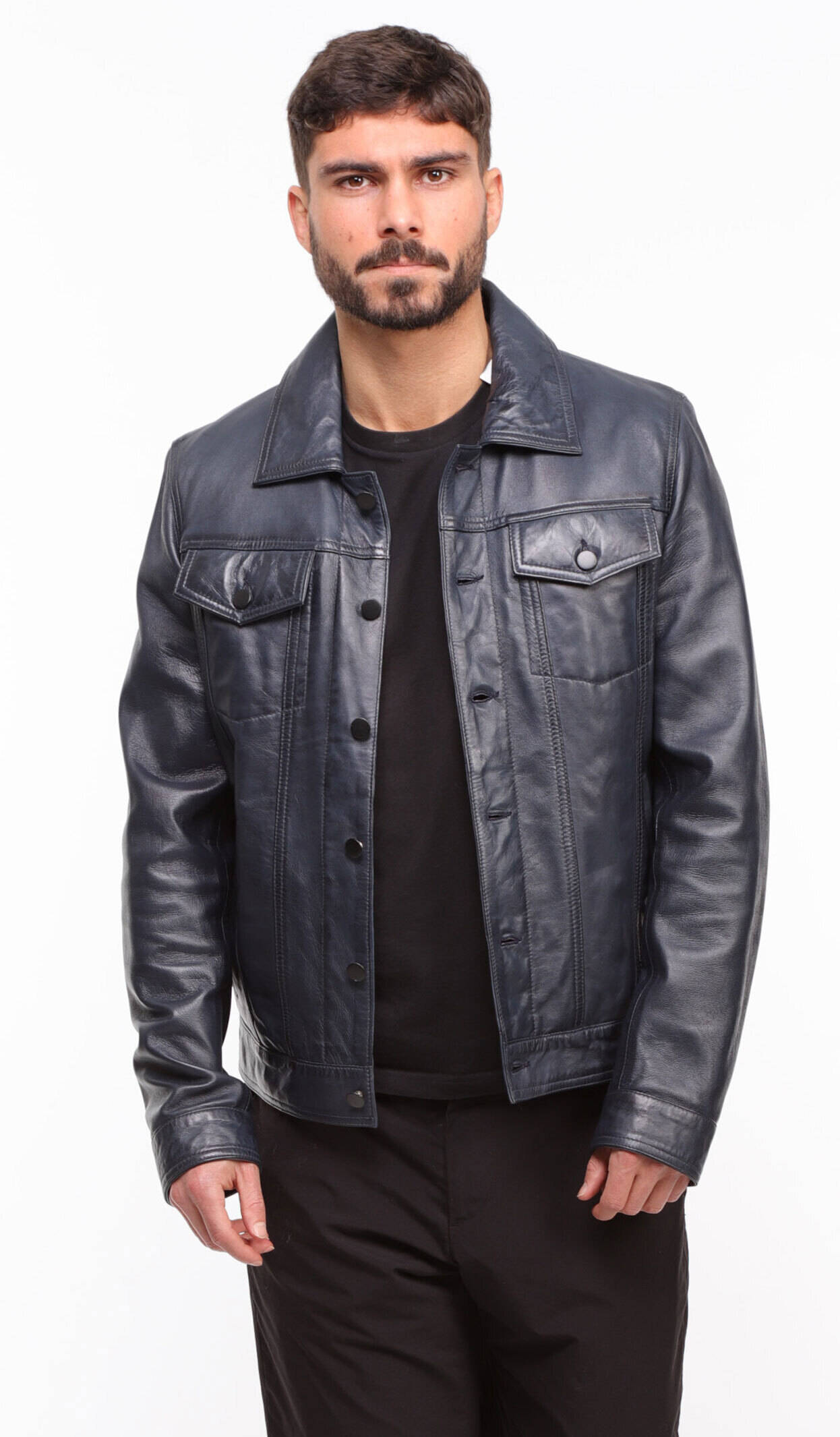 Vêtement en cuir Vestes & Trois Quart cuir bleu