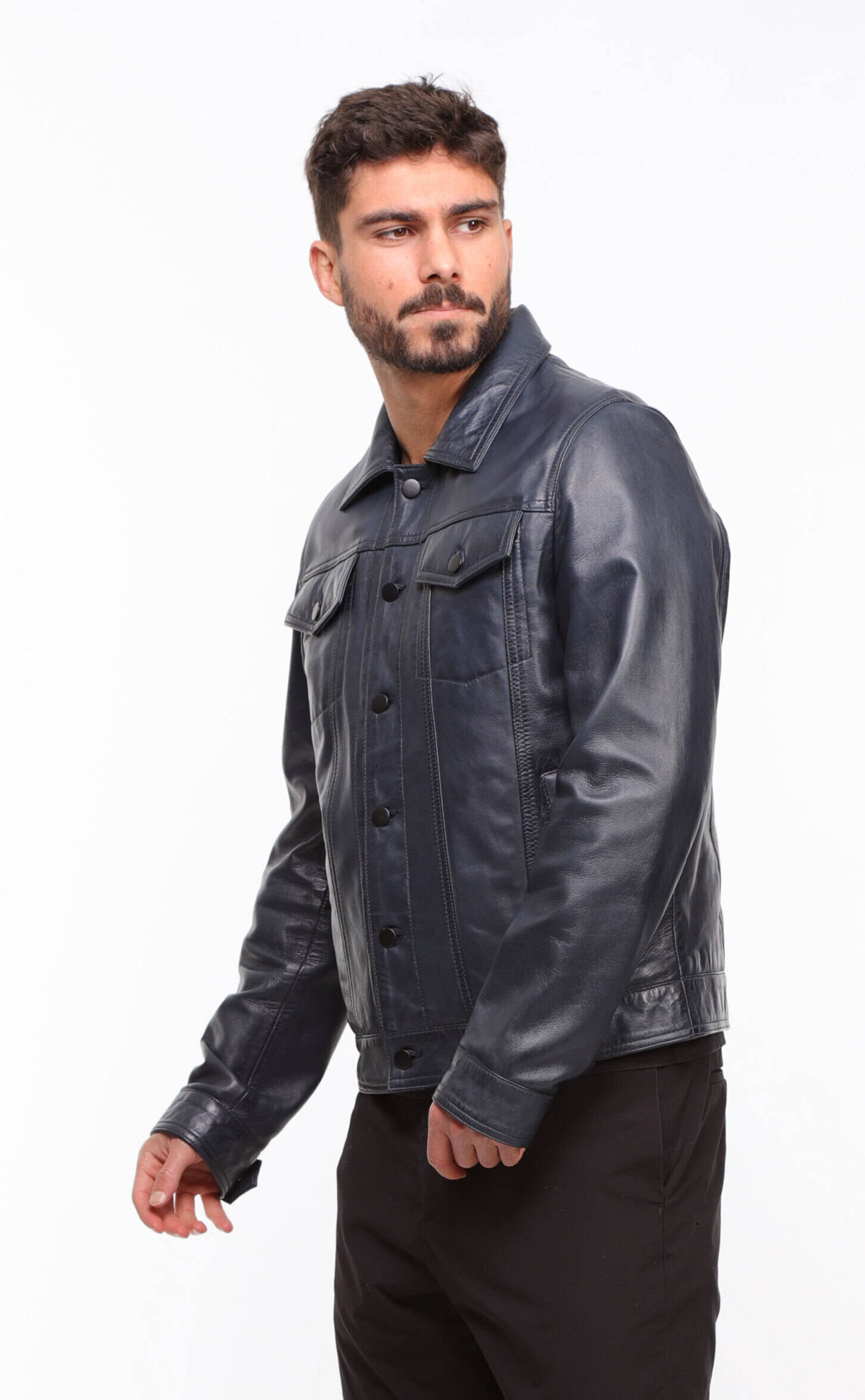 Vêtement en cuir Vestes & Trois Quart cuir bleu