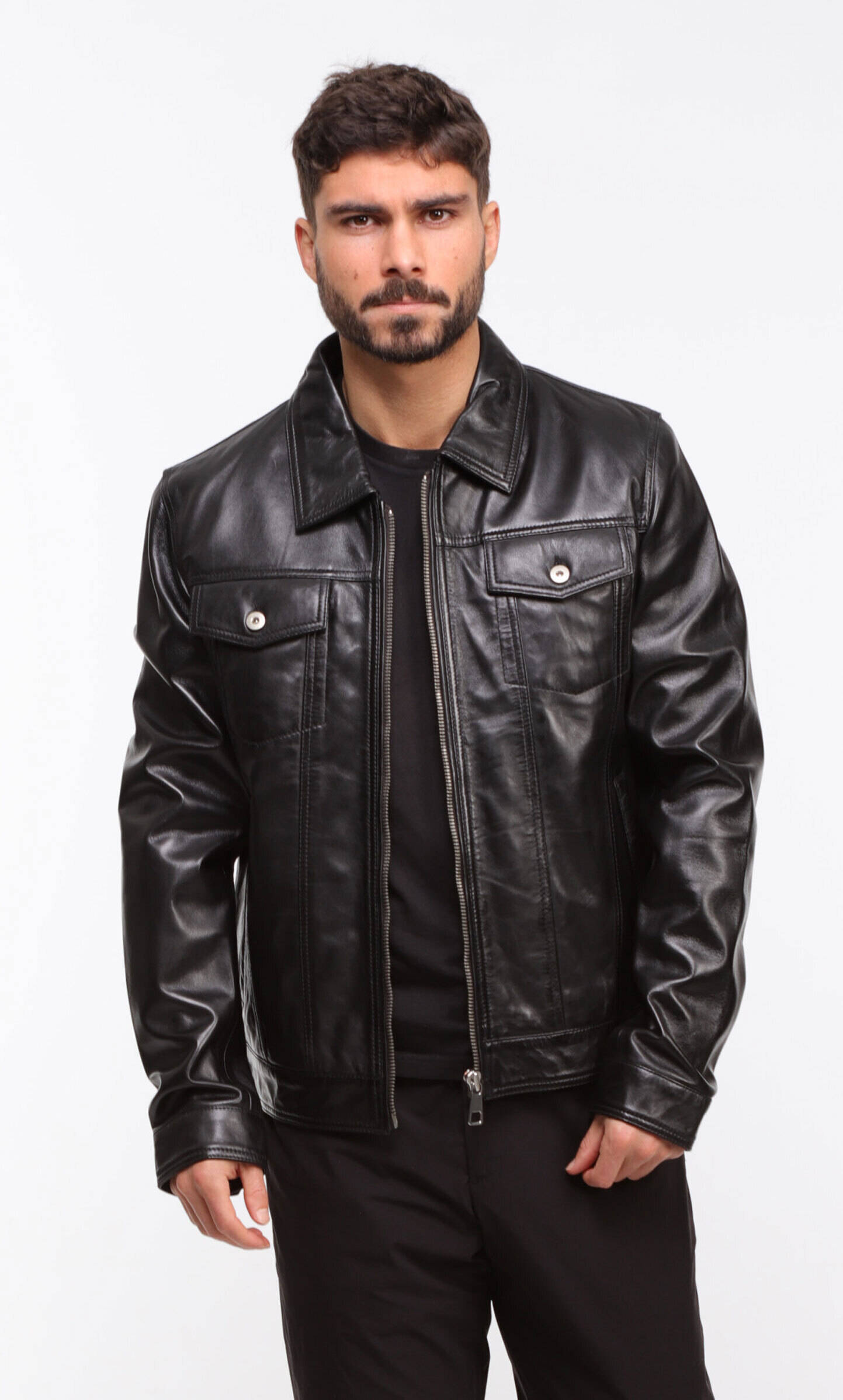 Vêtement en cuir Vestes & Trois Quart cuir noir