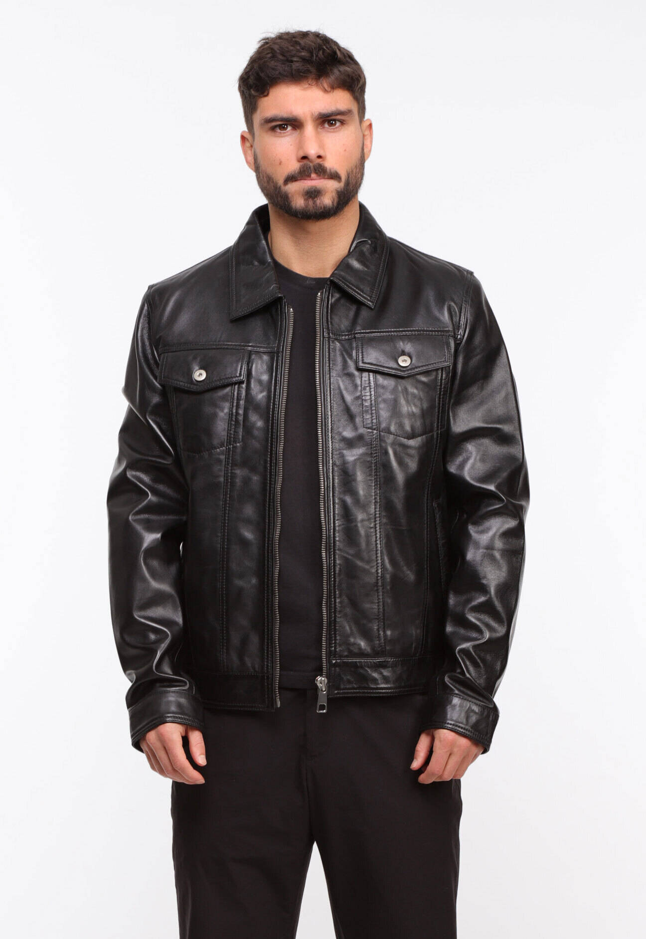 Vêtement en cuir Vestes & Trois Quart cuir noir