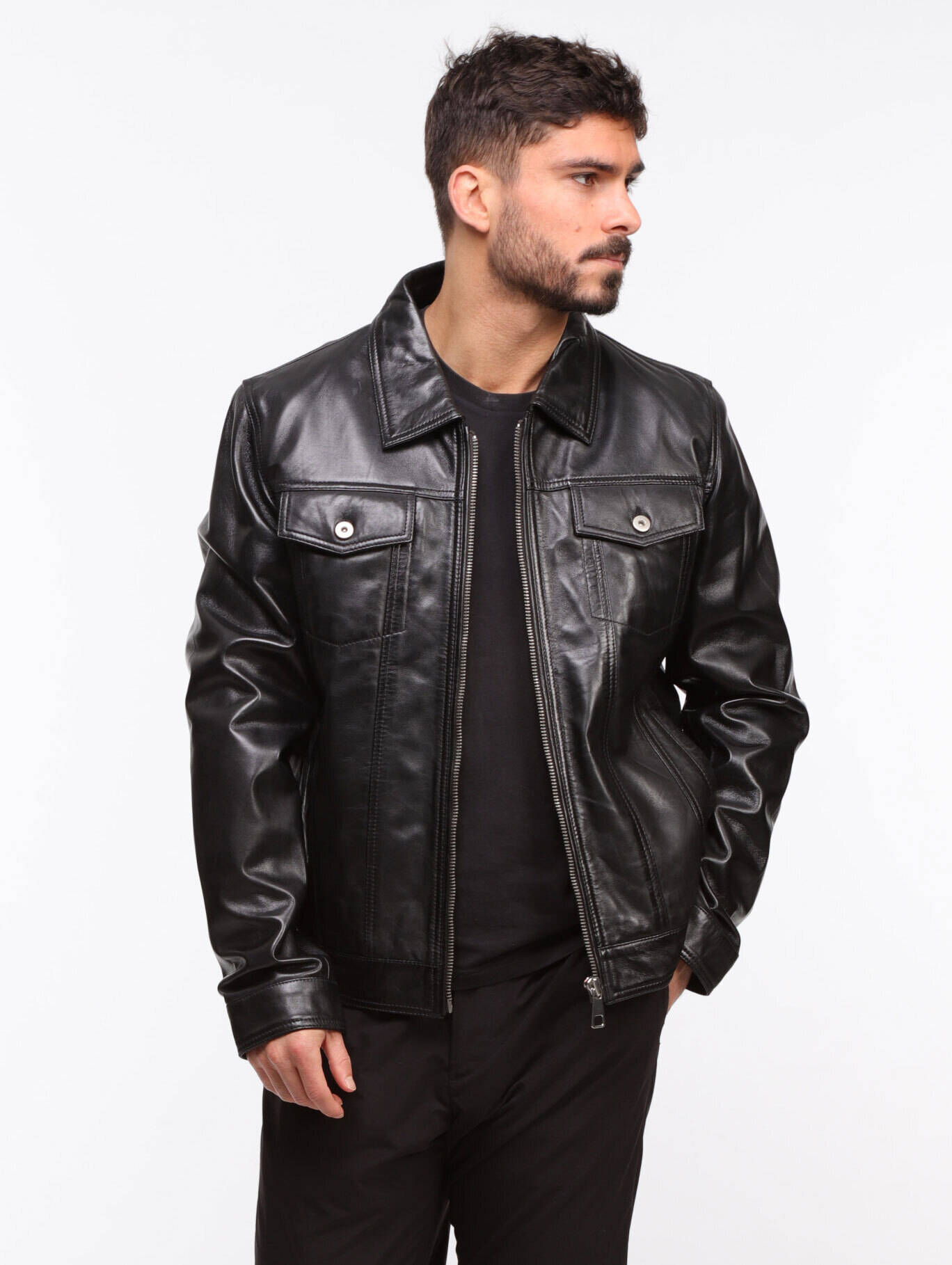 Vêtement en cuir Vestes & Trois Quart cuir noir