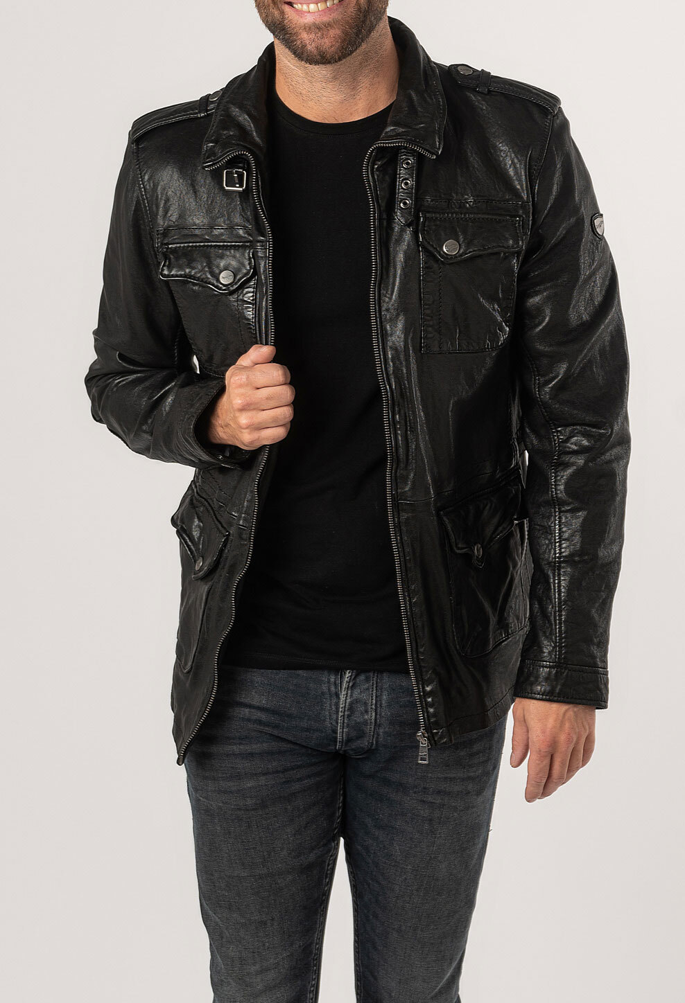 Vêtement en cuir Vestes & Trois Quart cuir noir